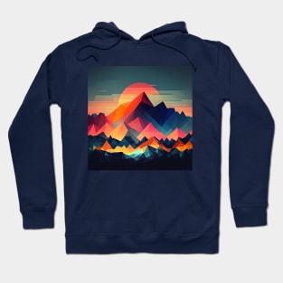 Colorful Geometric Mountain Peaks at Dusk Beautiful Sunset Hoodie